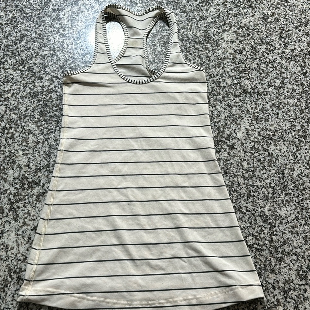 Lululemon white tank top with gray stripes